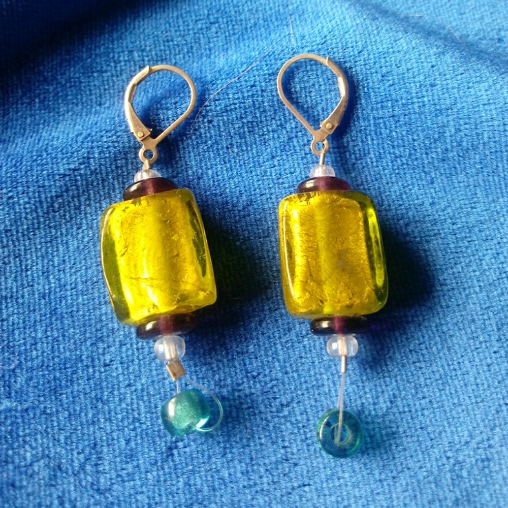 COLORFUL GLASS BEAD DANGLE EARRINGS